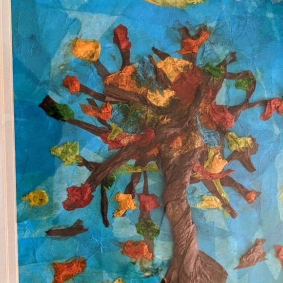Original primitive art - tissue paper three dimens